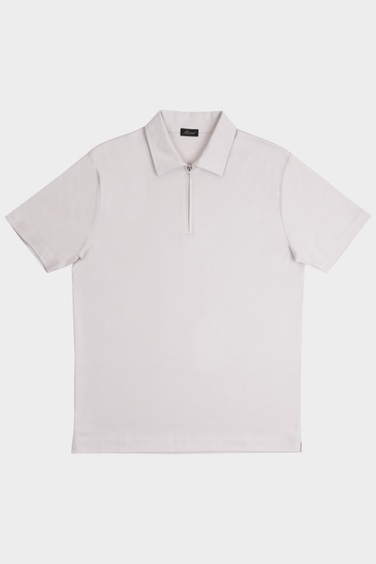 Perla Pearl Grey Polo Half-Zip