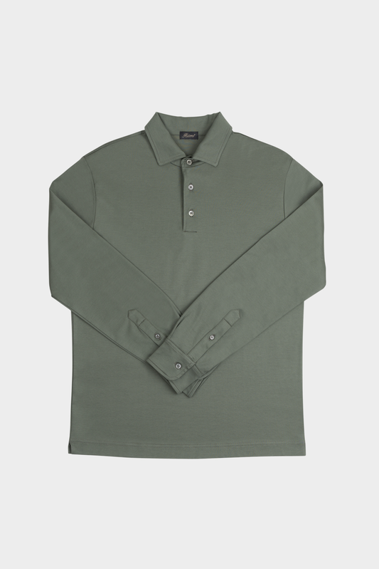 Edera Army Green Longsleeve Polo