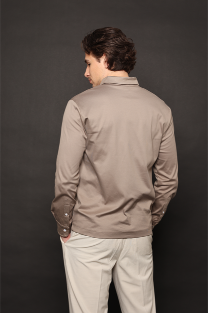 Piombo Grey Longsleeve Polo