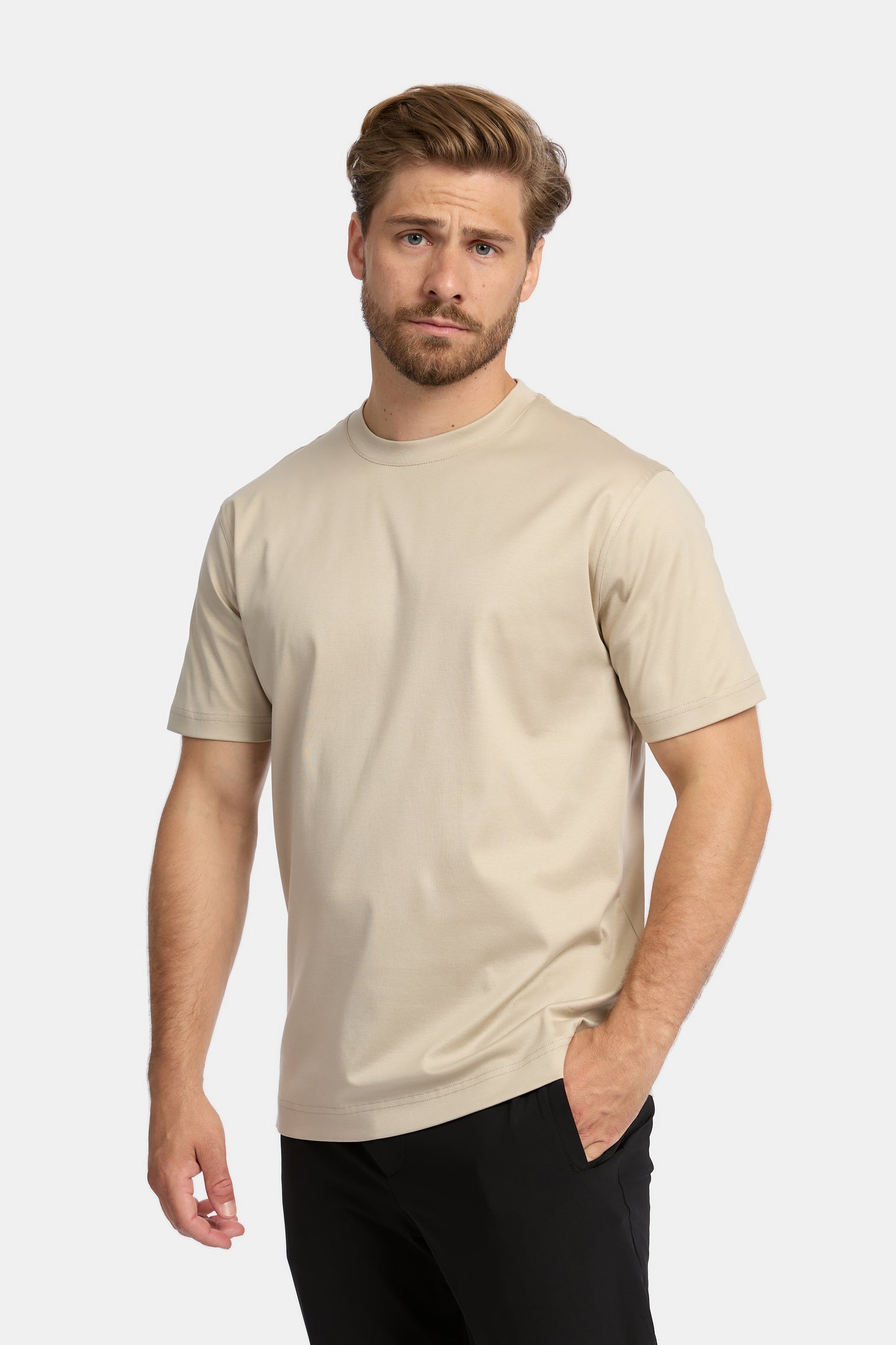 Champagne gouden T-shirt van Supima katoen, voorkant 