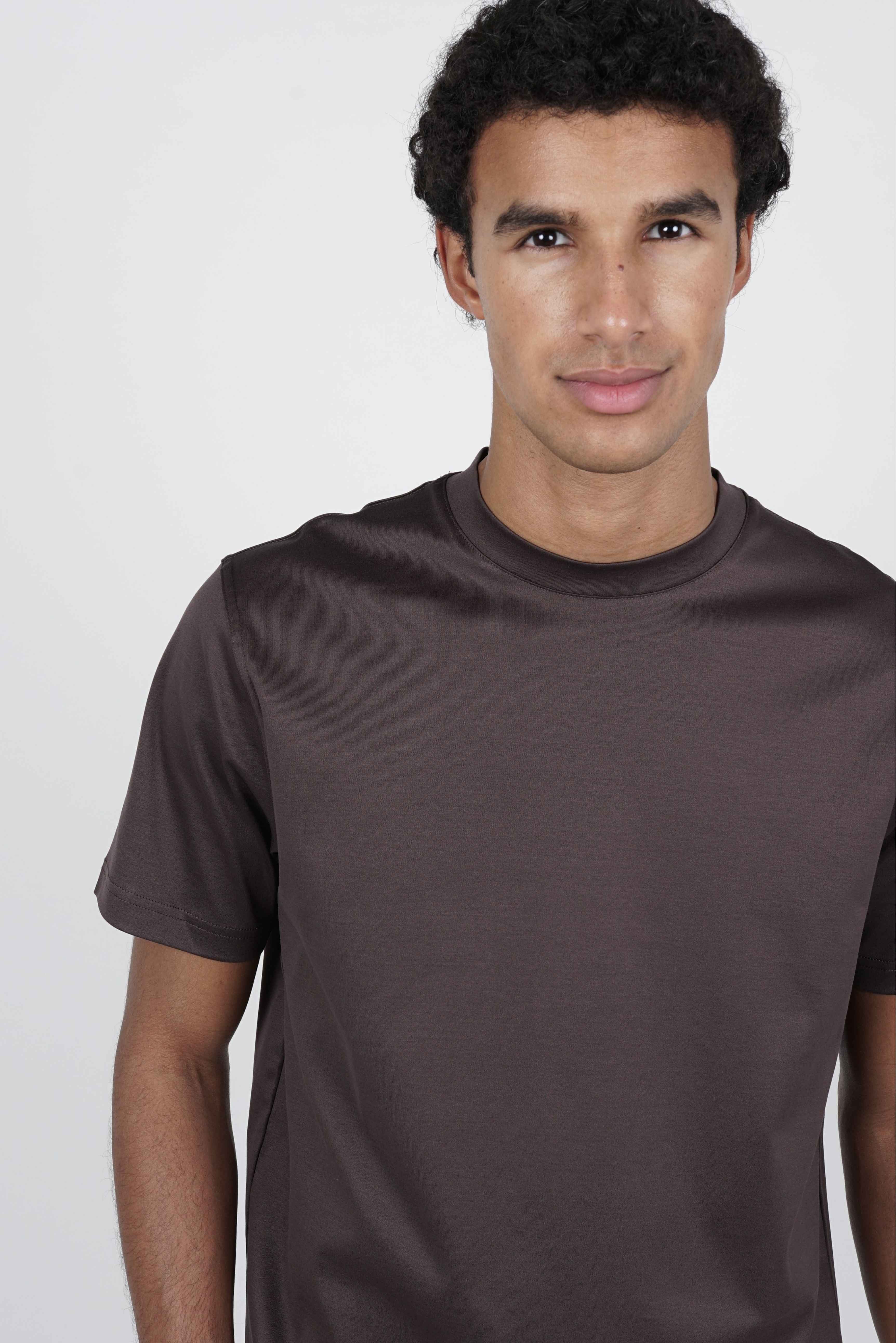 Bruin heren T-shirt van Supima katoen slim fit