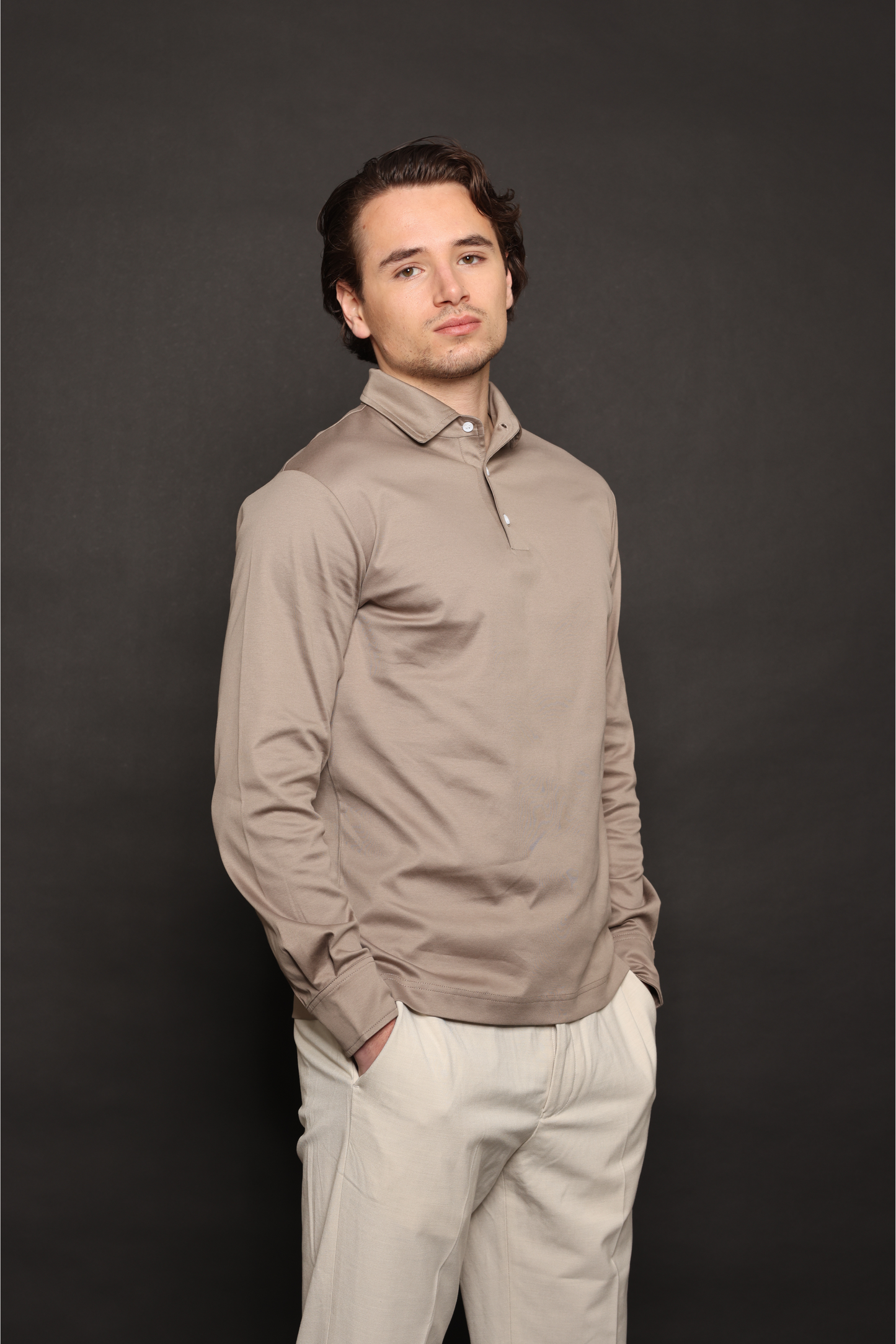 Piombo Grey Longsleeve Polo