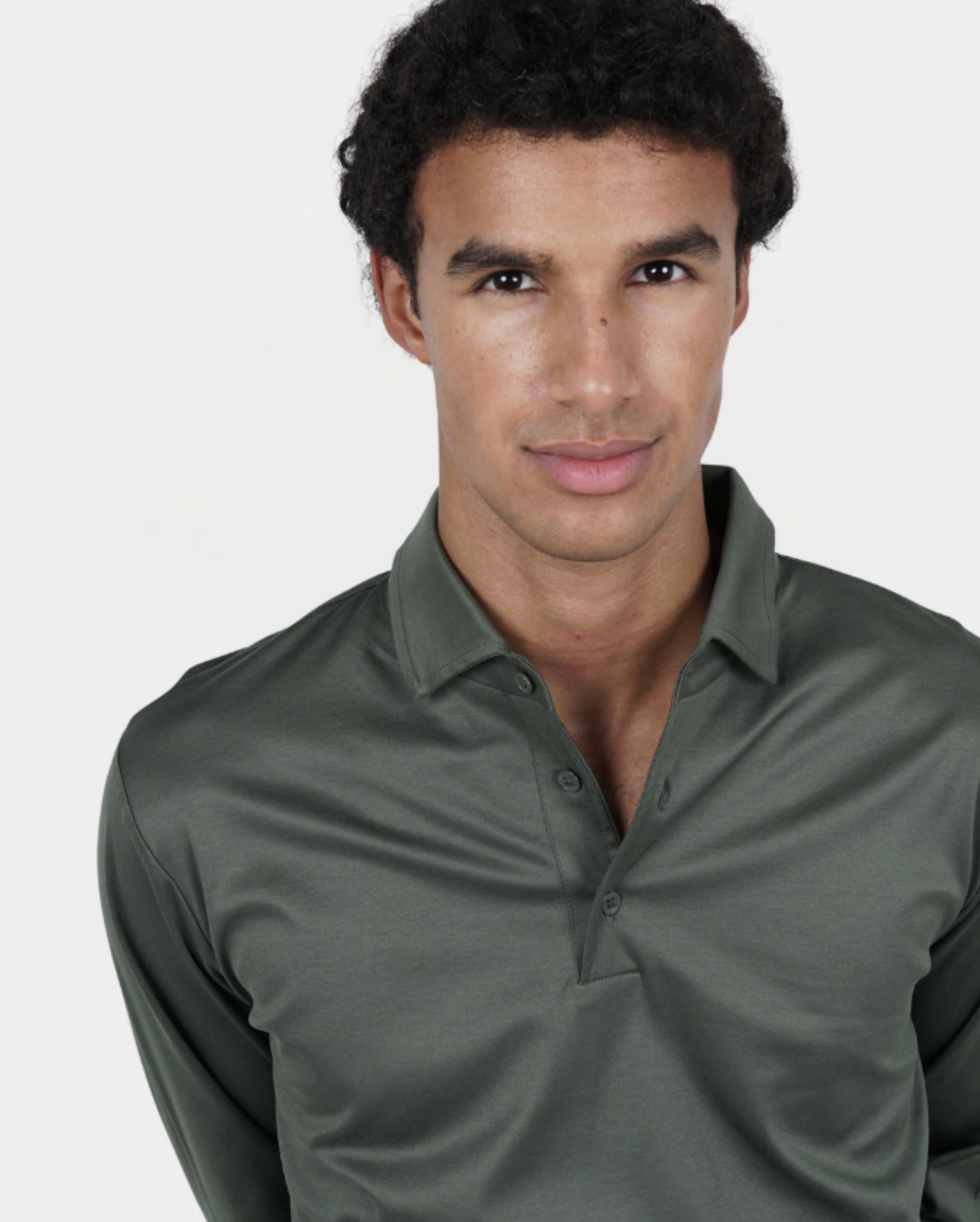 Army Green Longsleeve Polo