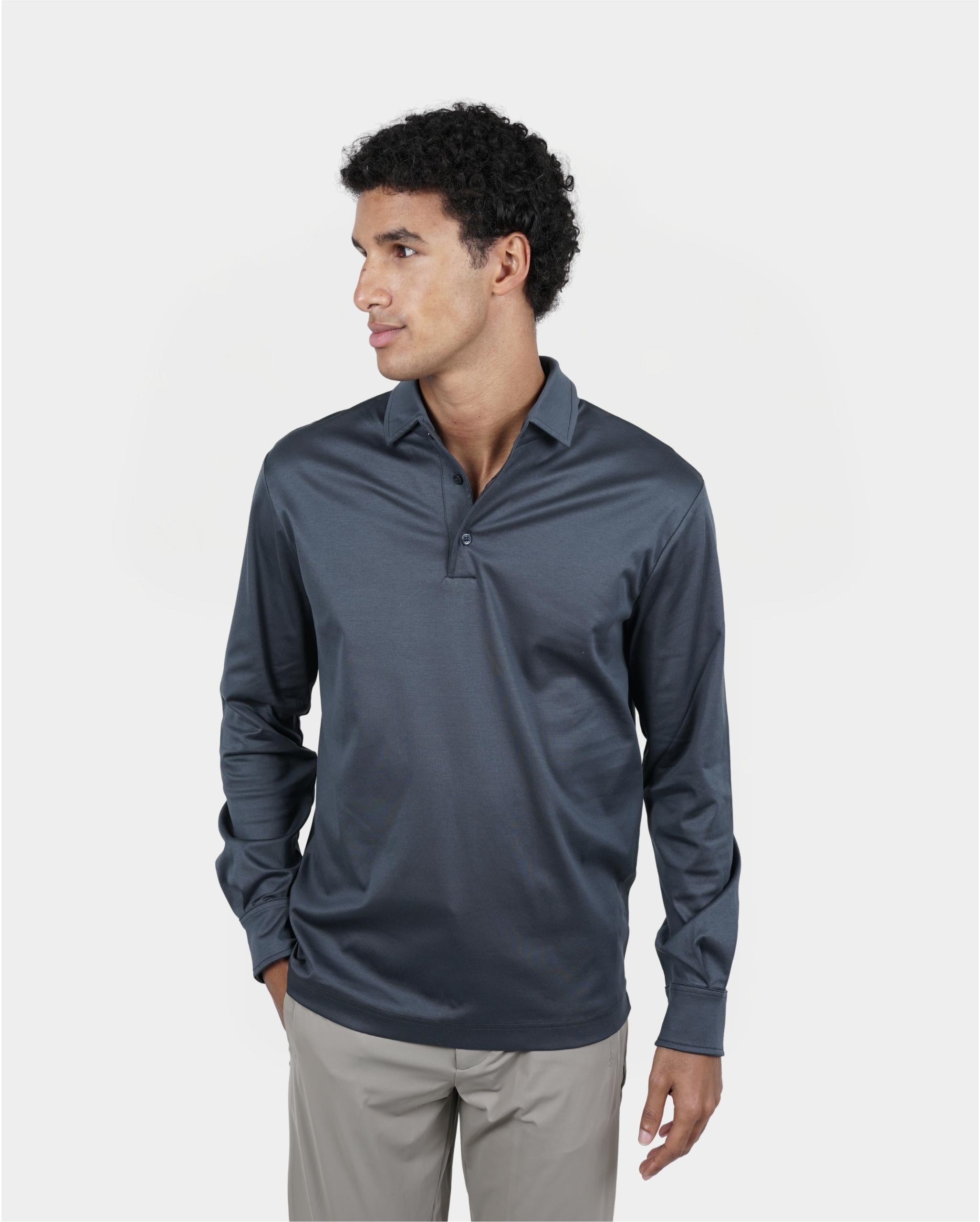 Slate Long-Sleeve Polo