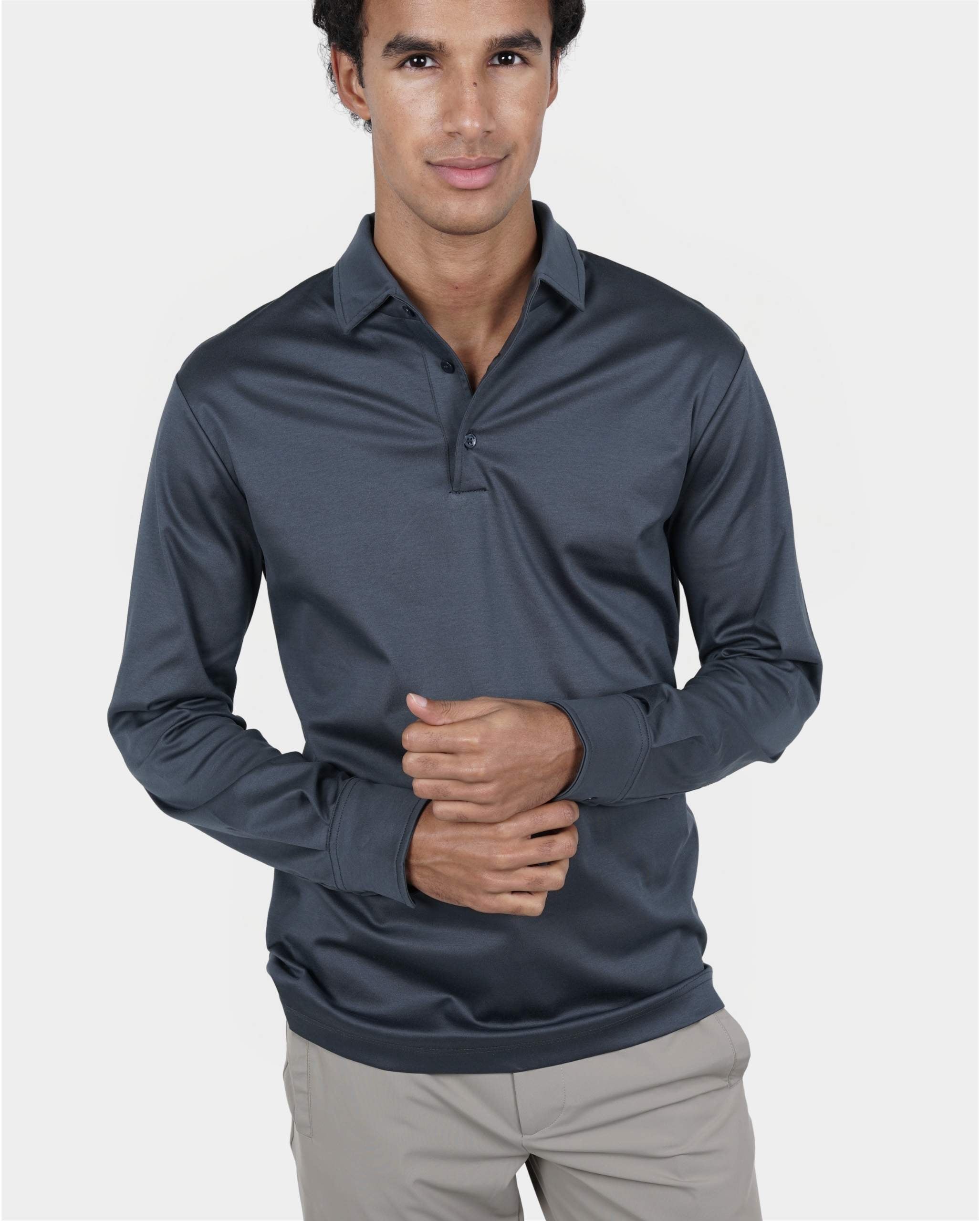 Slate Long-Sleeve Polo