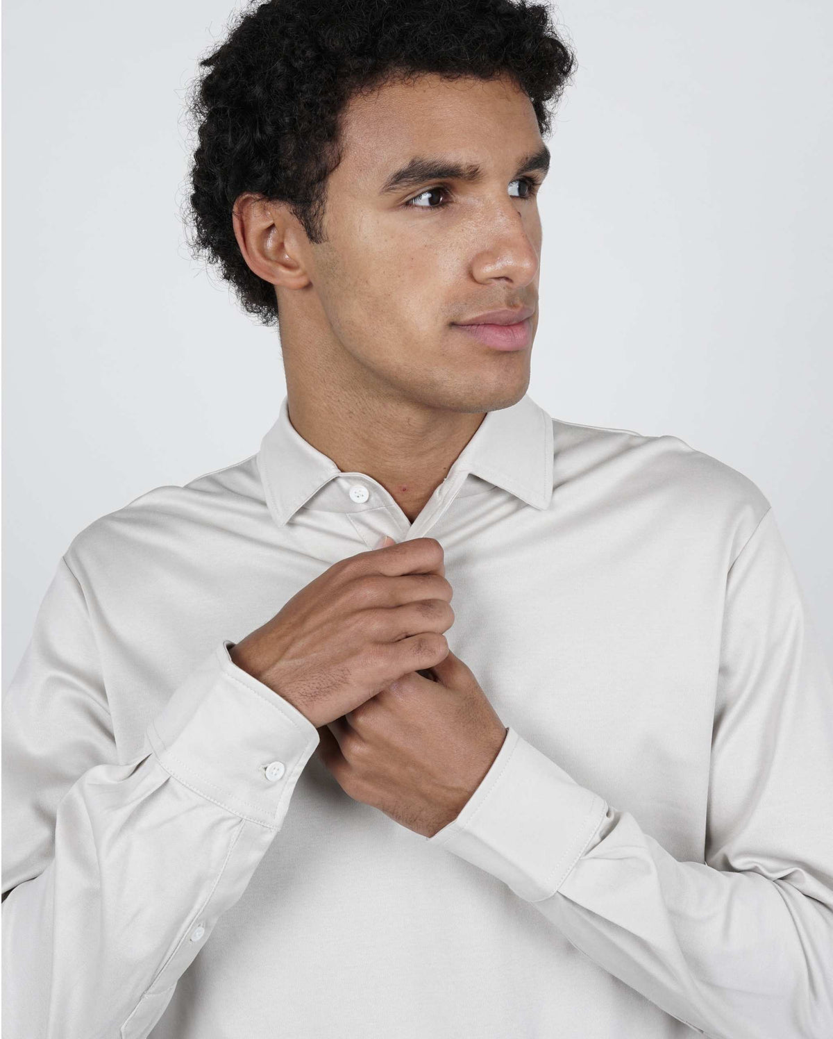 PERLA PEARL GREY LONG SLEEVE POLO