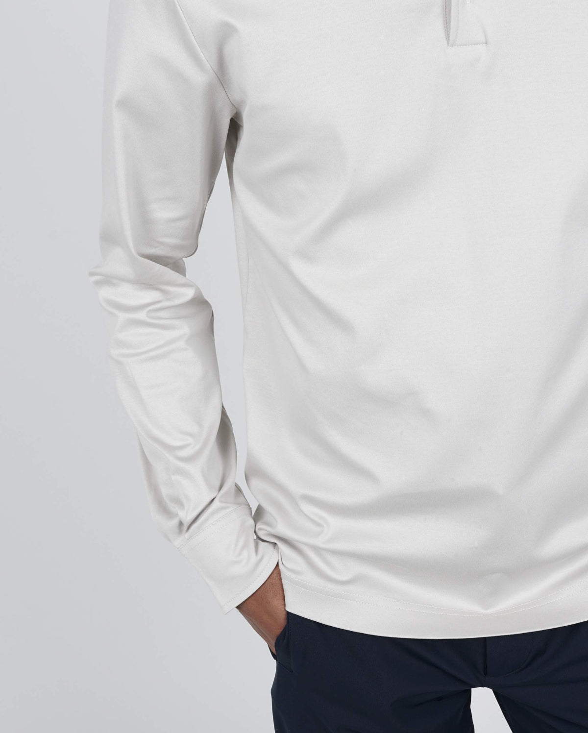 PERLA PEARL GREY LONG SLEEVE POLO