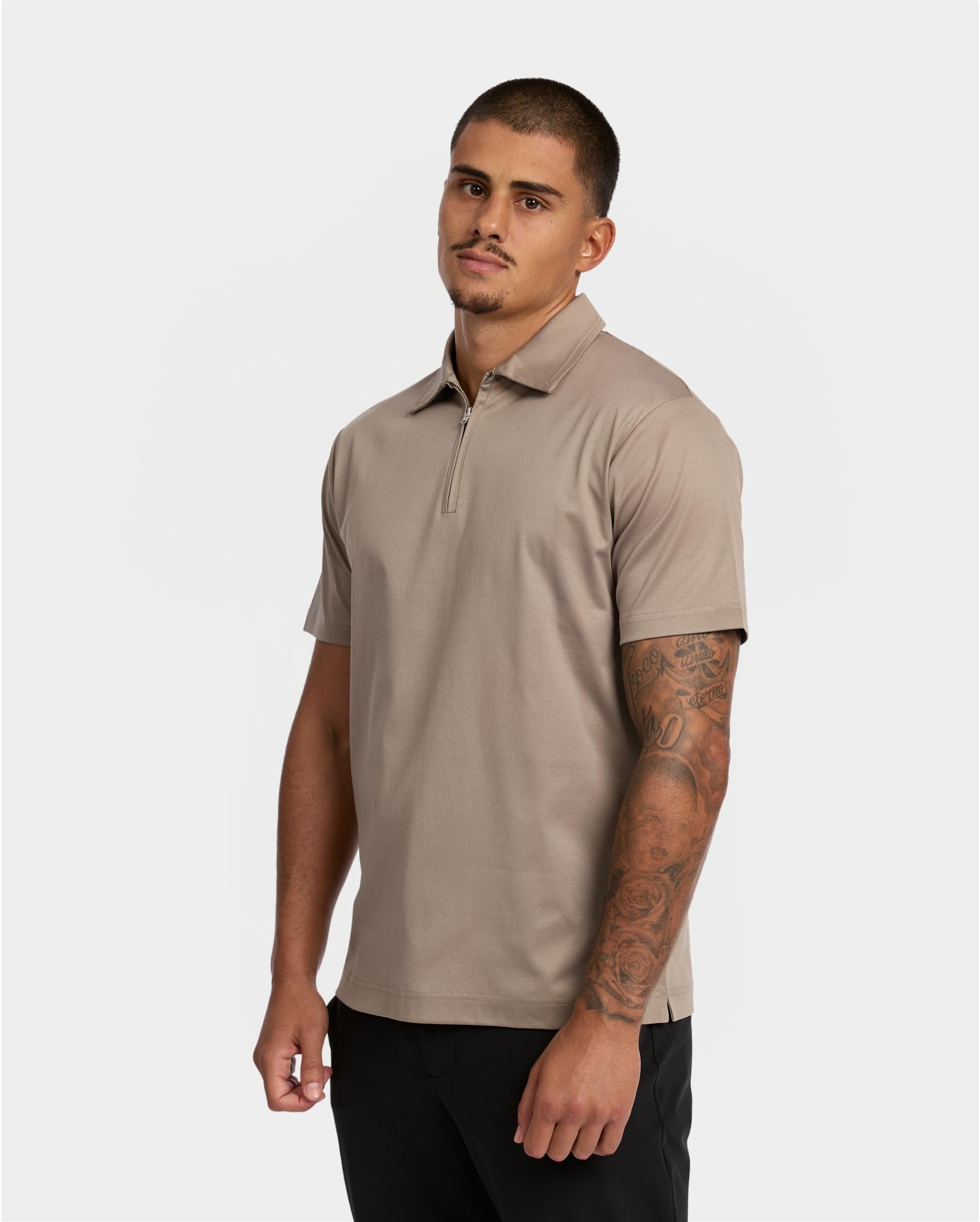 Taupe Polo Half-Zip