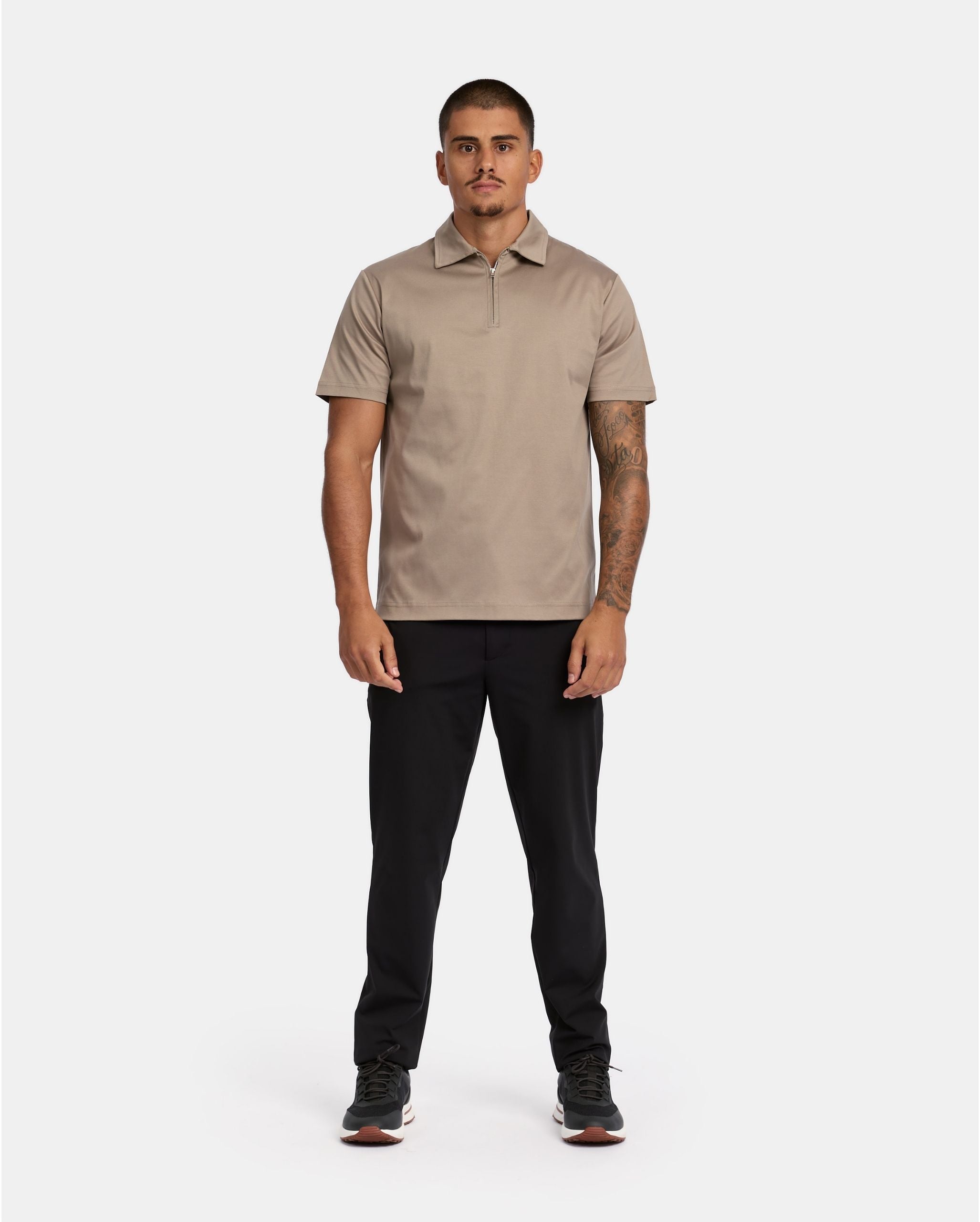 Taupe Polo Half-Zip
