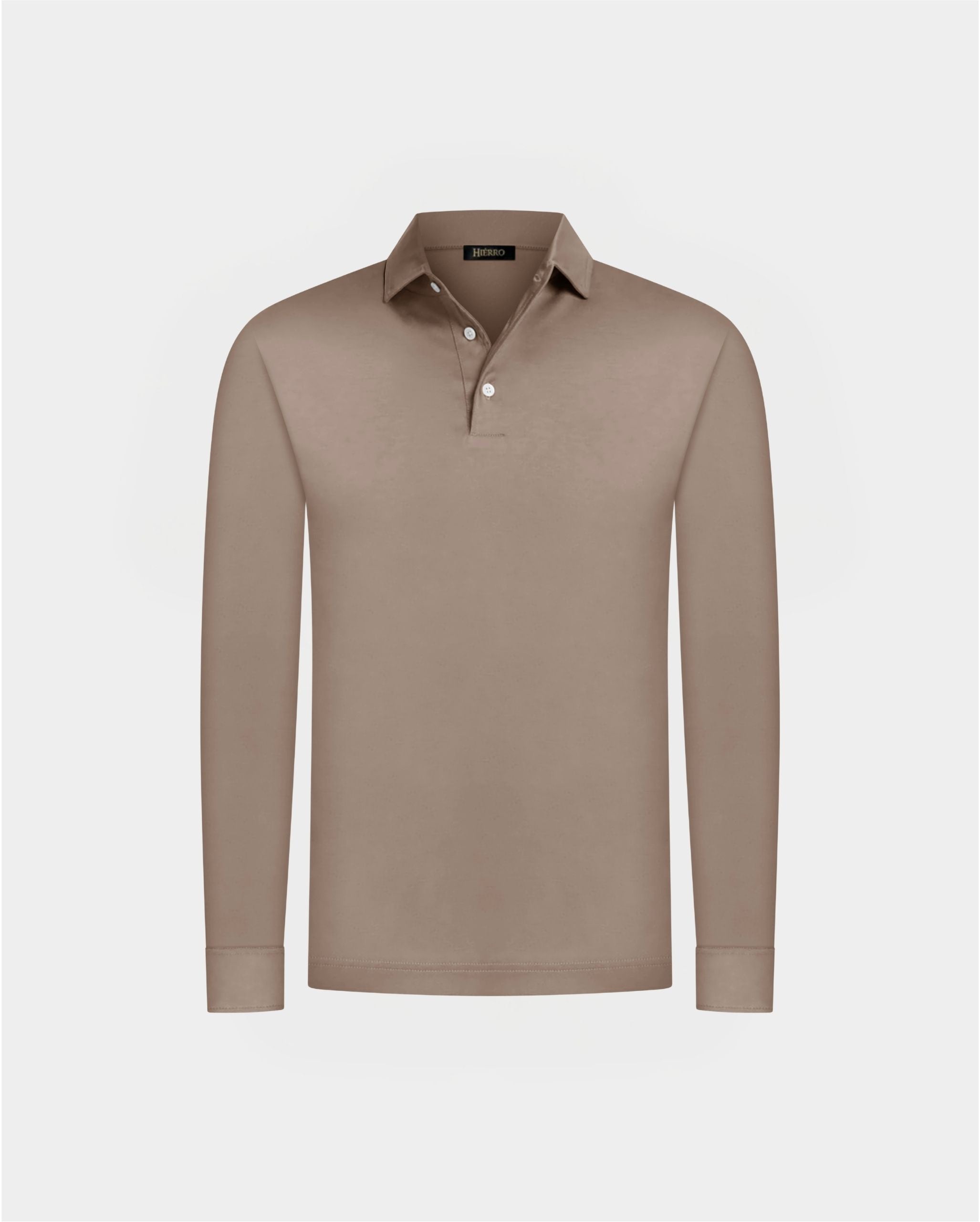 Taupe Long-Sleeve Polo