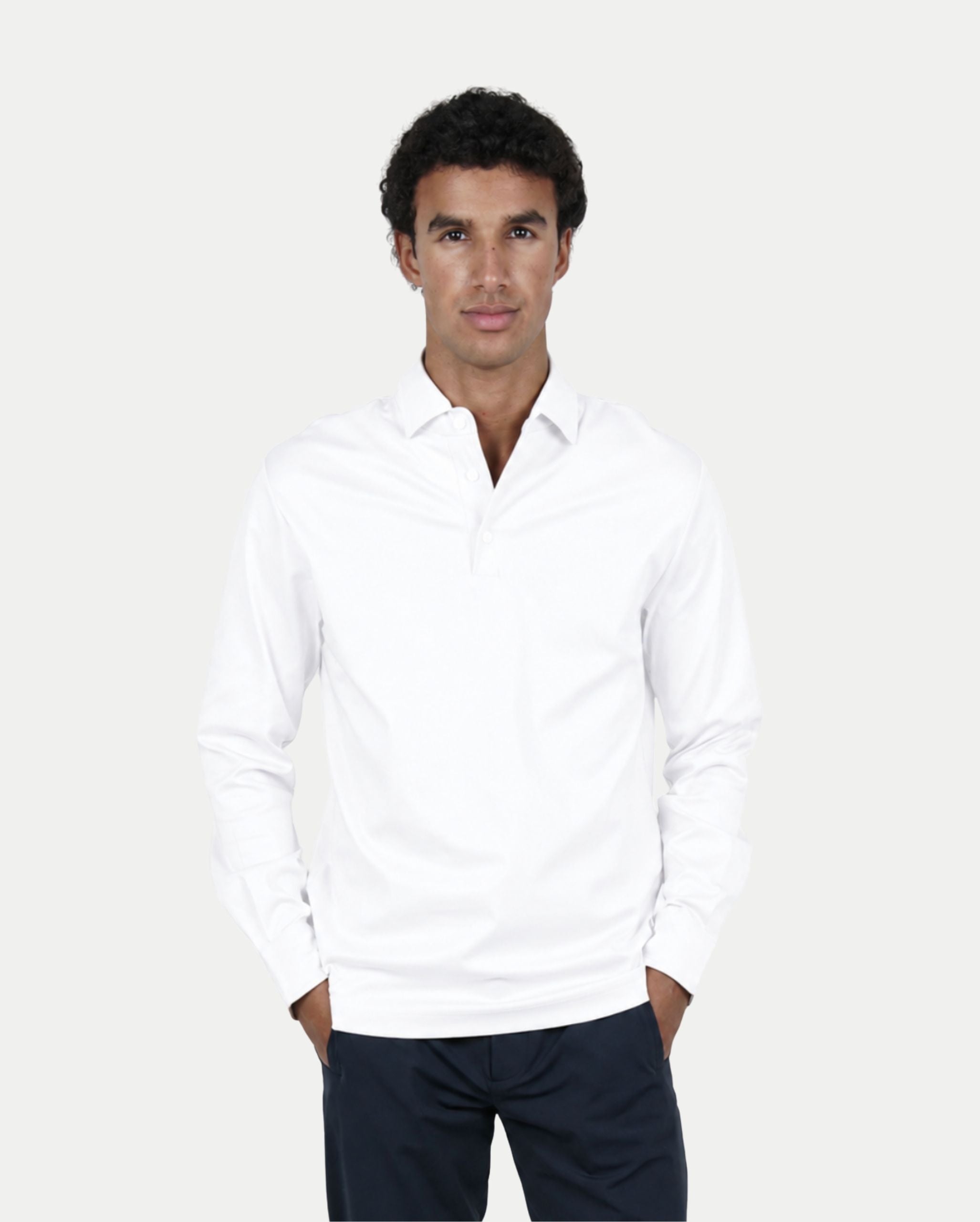 Pearl White Longsleeve Polo
