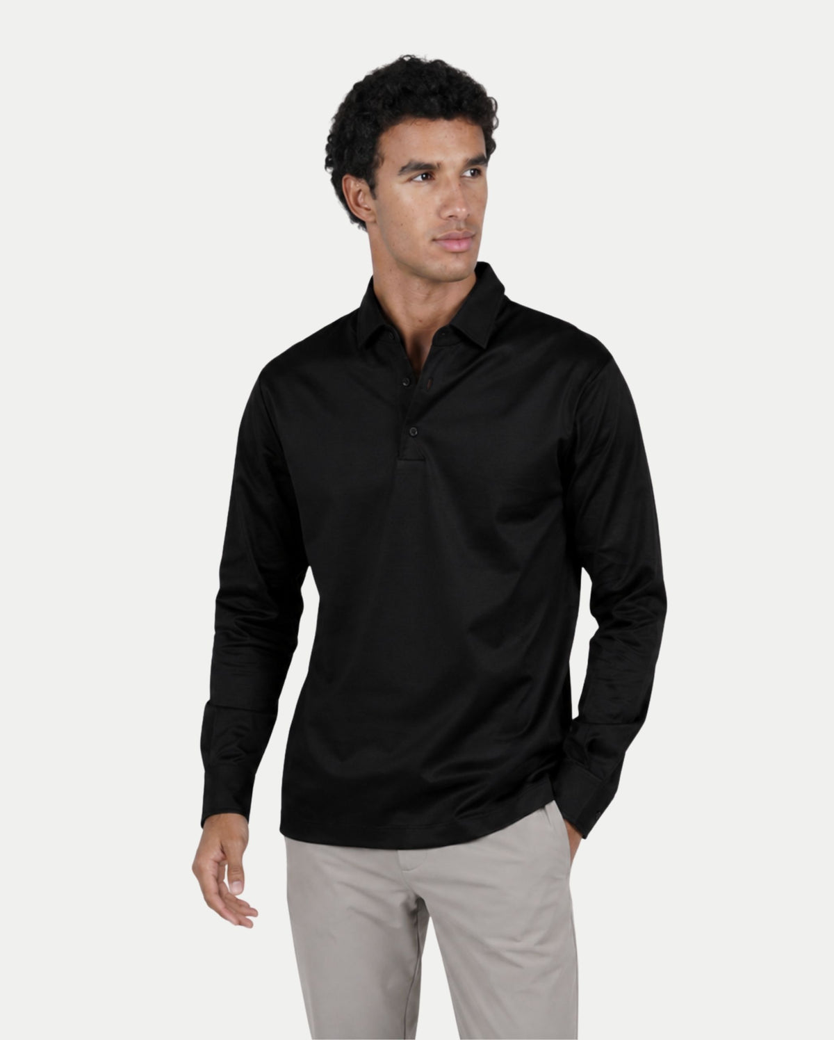 Pearl Black Longsleeve Polo