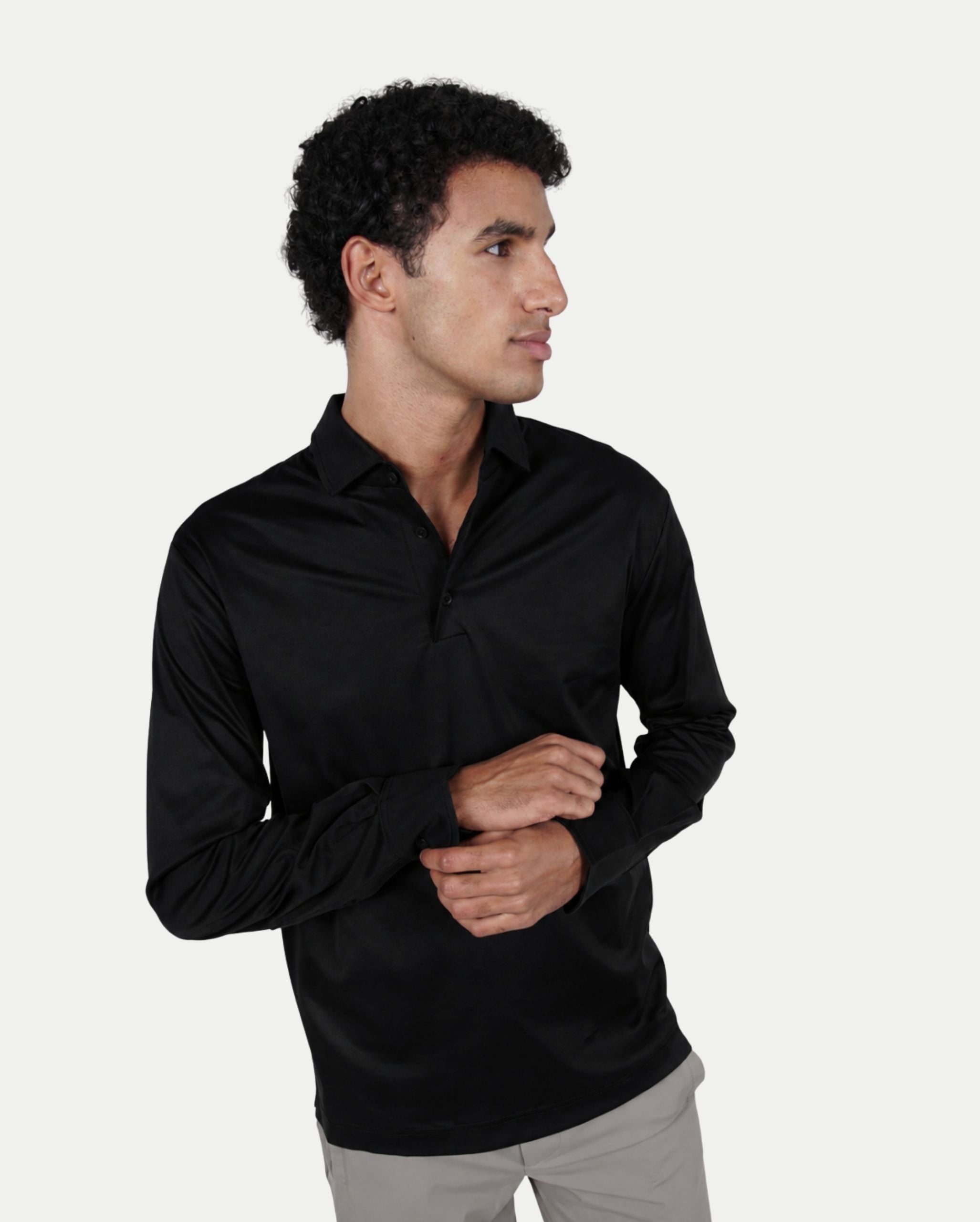 Pearl Black Longsleeve Polo