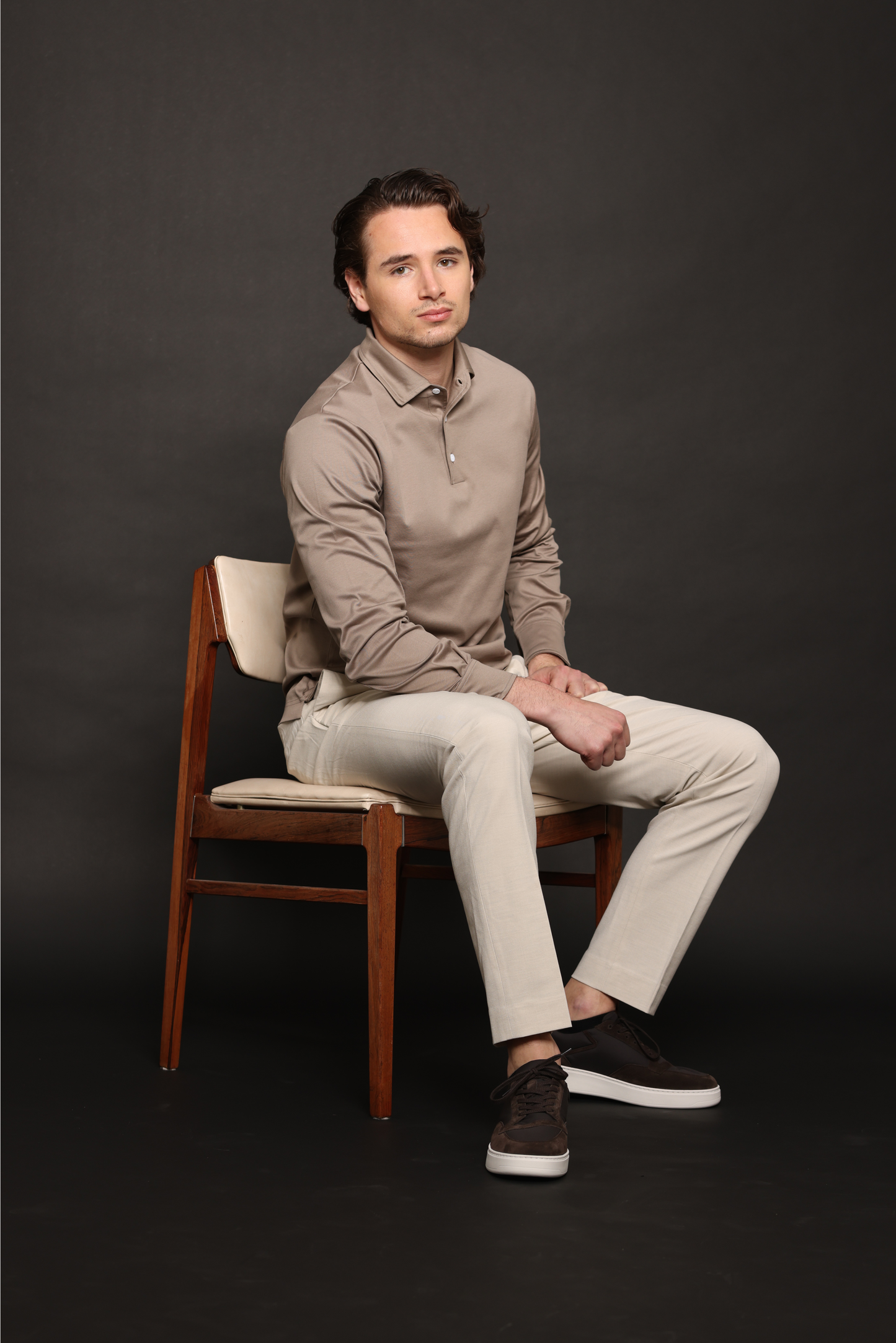 Piombo Grey Longsleeve Polo